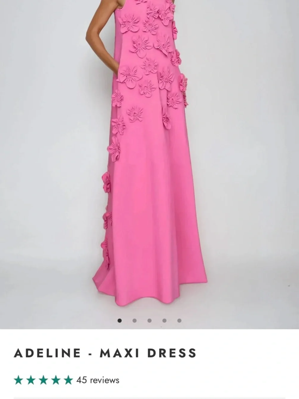 Sleeveless Pink Maxi Dress with 3D Floral Appliqués—XL - Picture 2 of 3